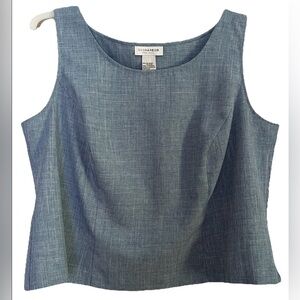 Sag Harbor Dress Sleeveless Top Career Blouse Workwear Office Blue Shirt 20W